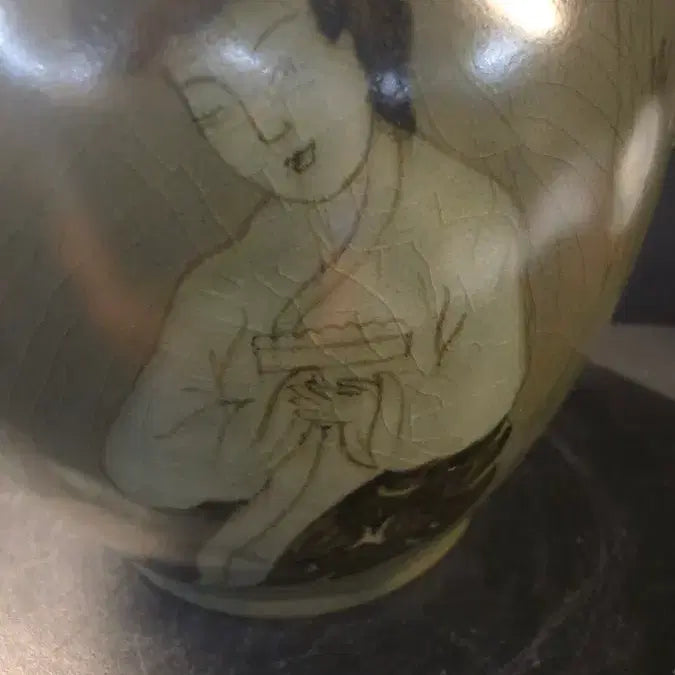 [BUNJANG] Korean Celadon Porcelain Vase with Phoenix Head / 260918-3 상감청자 인물문 봉황두 주자
