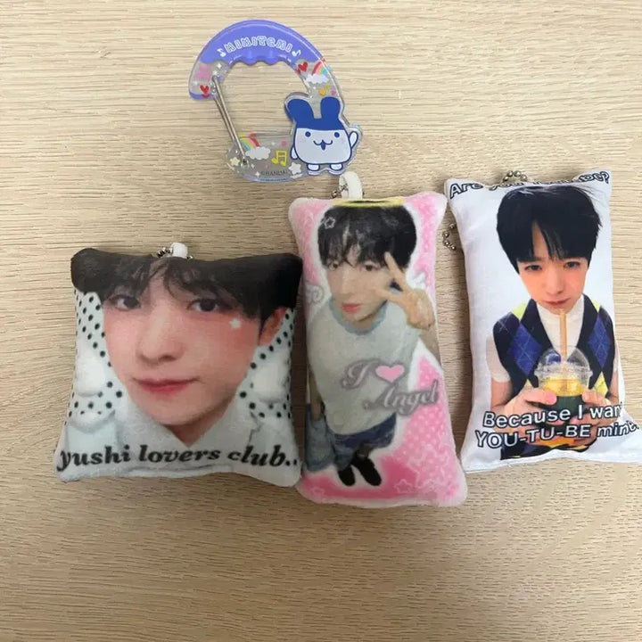 [BUNJANG] Yuushi Cushion Keychain &amp; Mimichi Carabiner Bundle / 비공굿 유우시 쿠션 키링+미미치 카라비너