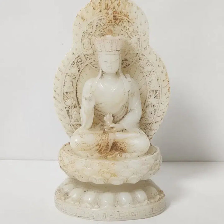 [BUNJANG] Natural White Jade Jijangbosal Statue - 17cm Height, 9.3cm Base Width / 천연백옥 대원보존 지장보살 높이17cm바닥폭9.3cm 중국도자기