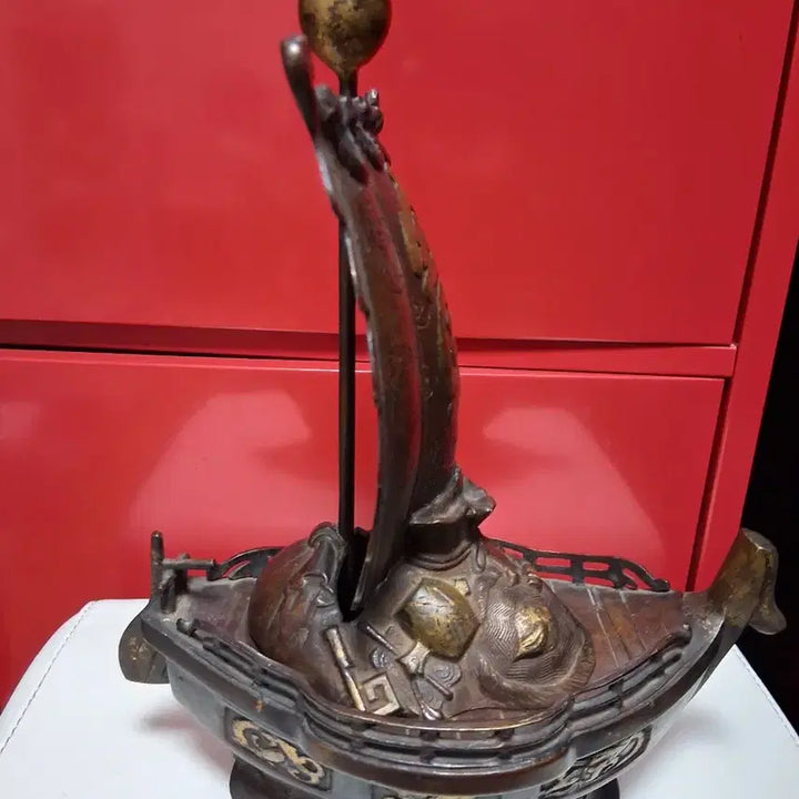 [BUNJANG] Antique Brass Treasure Ship Incense Burner / 고풍스러운   동 배 (보물선)ㅡ무게감