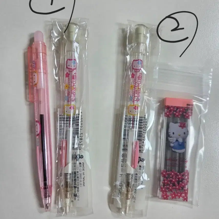 [BUNJANG] Vintage Hello Kitty Mechanical Pencil &amp; Ballpoint Pen Set / 고전키티 샤프 고전키티 볼펜 키티샤프심 키티 노크식샤프