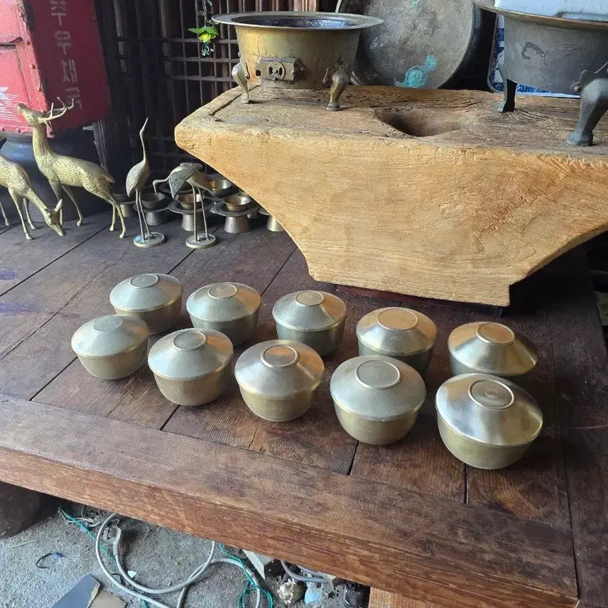 [BUNJANG] Vintage Brass Bowls (Set of 10) / 옛날 놋그릇 10개