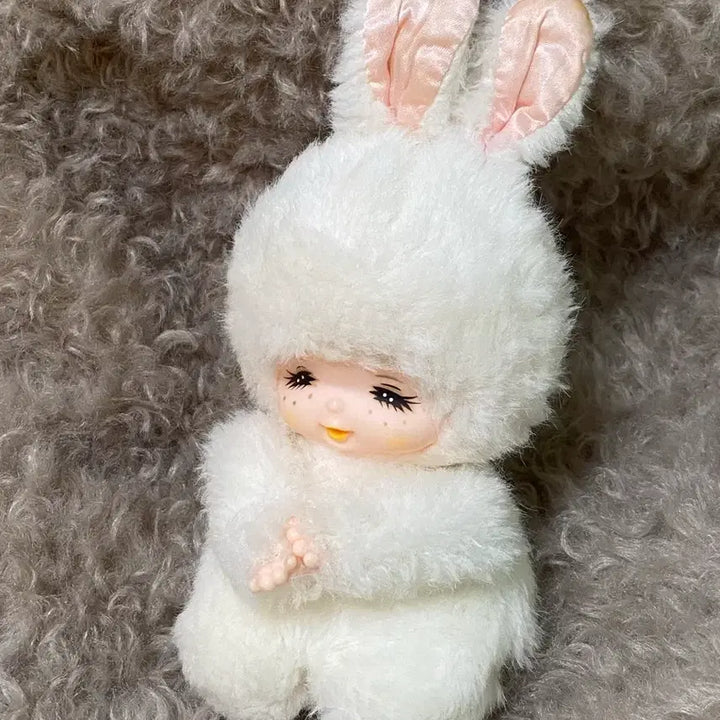 [BUNJANG] Monchhichi Style White Snow Rabbit Vintage Doll / 몬치치 스타일 하얀 눈토끼 빈티지 인형