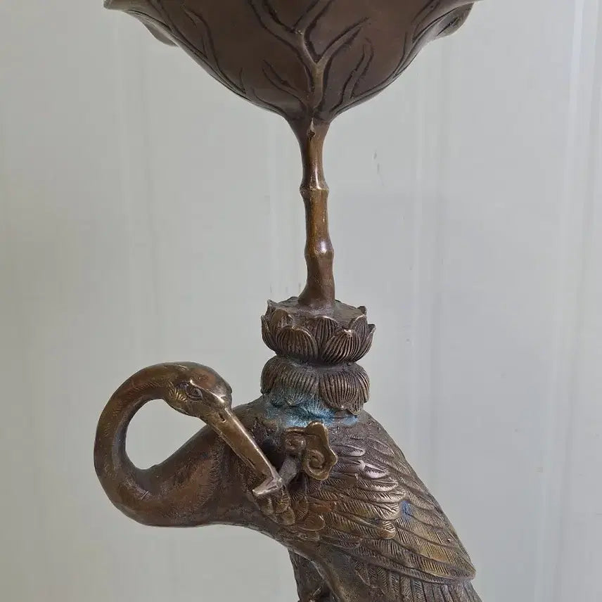 [BUNJANG] Large Bronze Turtle, Dragon, Crane, and Lotus Candle Holder / 취미 수집품 동 브론즈 거북이 용 학 연꽃 대형 대형