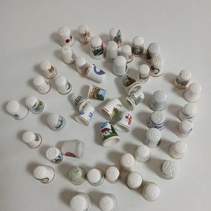 [BUNJANG] Vintage European Design Ceramic Thimble Set (50 pcs) / 다양한 유럽 디자인 빈티지 도자기 골무 세트