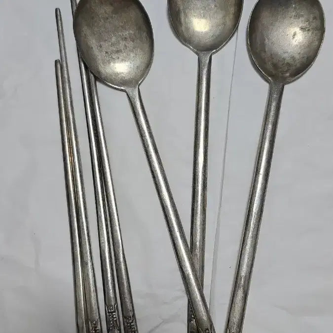 [BUNJANG] White Brass Cutlery Set Bundle / 백동으로 보여지는 수저셋트 일괄 민속품