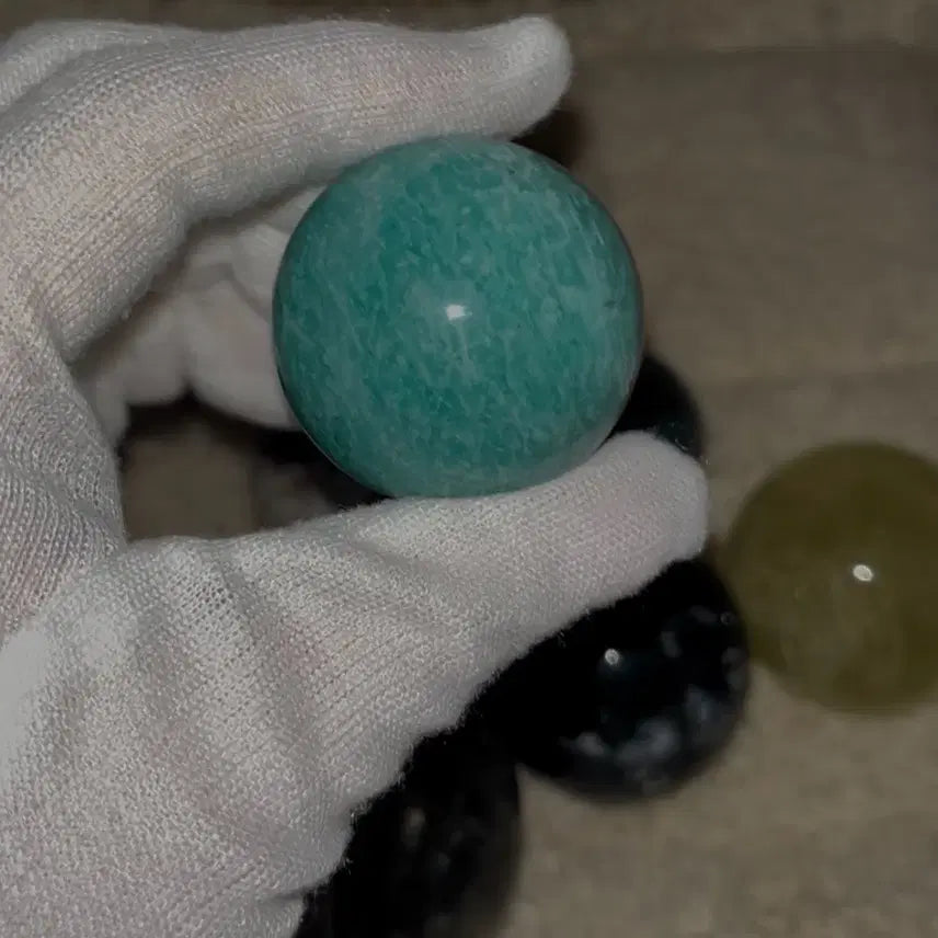 [BUNJANG] Natural Amazonite Sphere Crystal Ball Set / 천연원석 아마조나이트 스피어 수정 구 세트 원석 돌