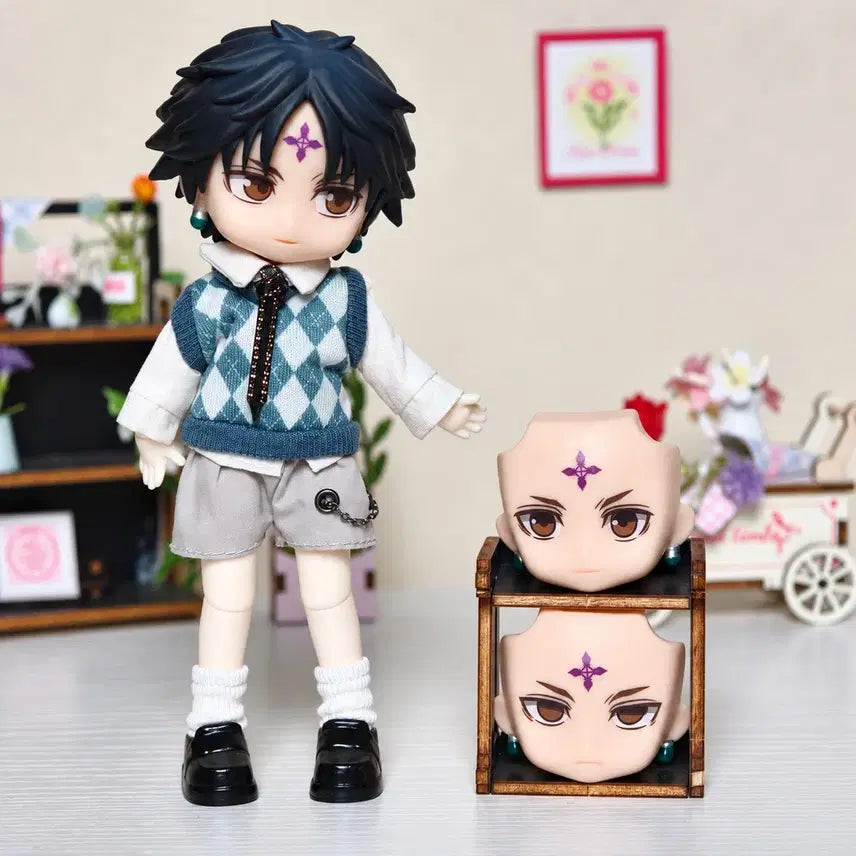 [BUNJANG] Hunter x Hunter Chrollo Articulated Doll Full Set / 헌터헌터 클로로 가동 인형 얼굴 3개 헤어 2개 옷 포함 풀세트 구성