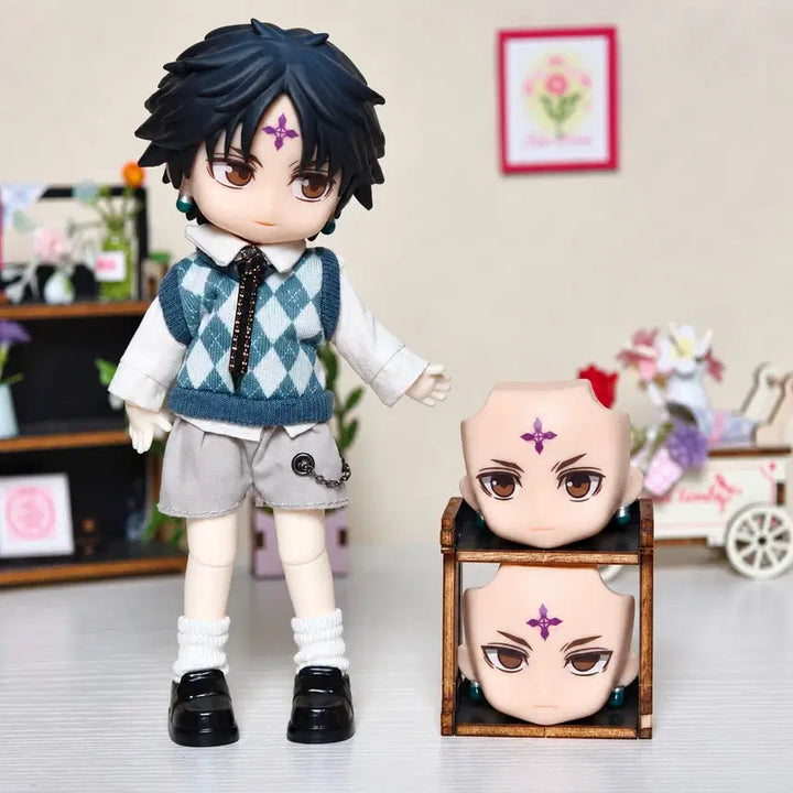 [BUNJANG] Hunter x Hunter Chrollo Articulated Doll Full Set / 헌터헌터 클로로 가동 인형 얼굴 3개 헤어 2개 옷 포함 풀세트 구성