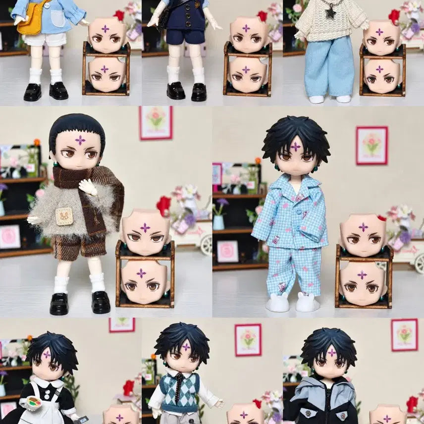 [BUNJANG] Hunter x Hunter Chrollo Articulated Doll Full Set / 헌터헌터 클로로 가동 인형 얼굴 3개 헤어 2개 옷 포함 풀세트 구성