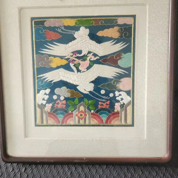 [BUNJANG] Joseon Dynasty Embroidered Double Crane Chest Panel / 근대사  자수  쌍학 흉배