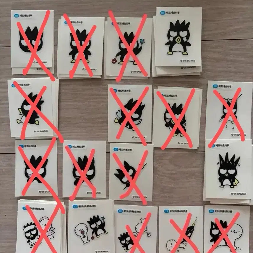 [BUNJANG] Badtz Maru Sticker Set / 배드바츠마루 띠부씰 판매