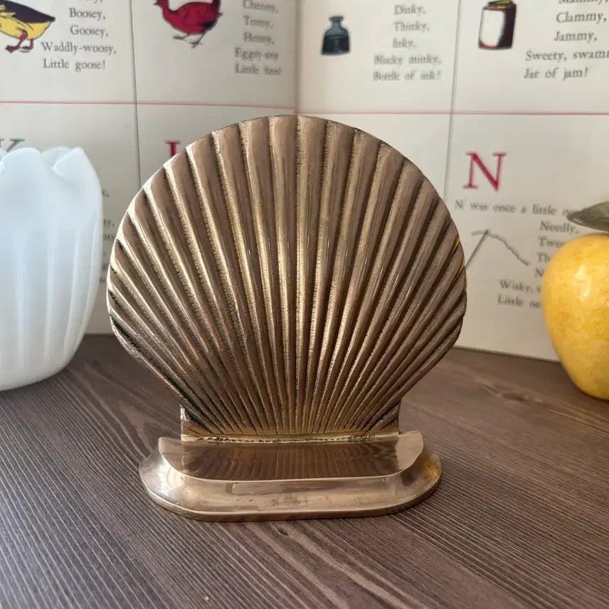 [BUNJANG] Vintage Brass Shell Design Bookends / 빈티지 브라스 북엔드