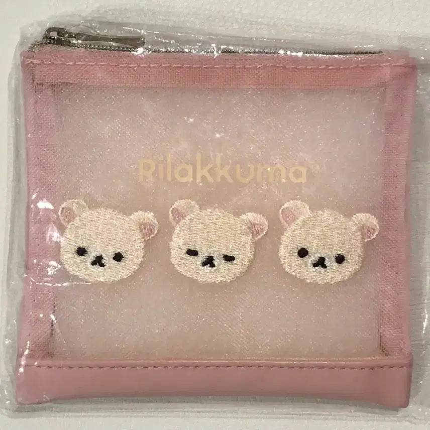 [BUNJANG] San-X Rilakkuma Pink Translucent Pouch / 산엑스 코리락쿠마 핑크 투명 파우치