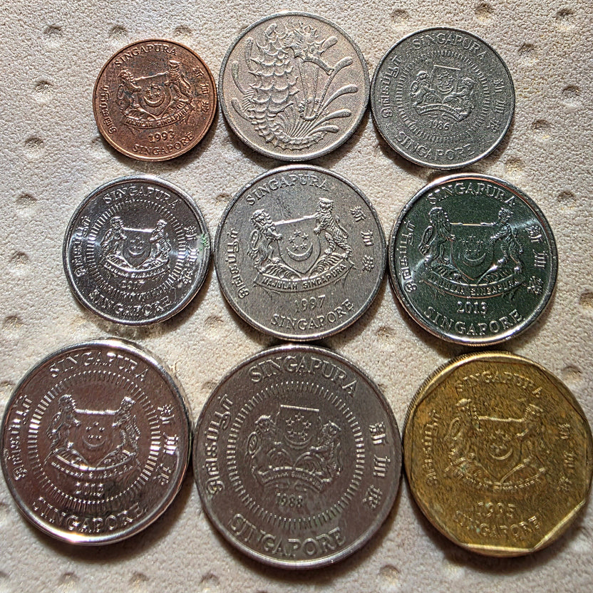 [BUNJANG] Singapore Coin Collection (9 Pieces) / 싱가포르 주화 9개 꾸러미