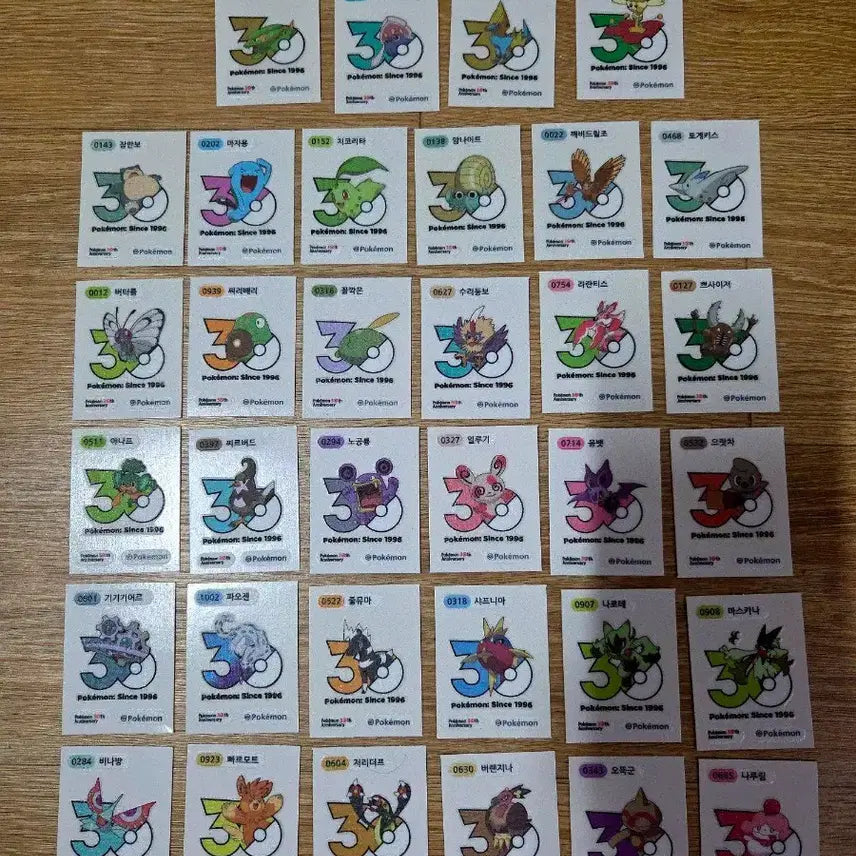 [BUNJANG] Pokemon 30th Anniversary New Sticker Bundle Set (34 types) / 포켓몬스터 30주년 신상띠부씰 34종일괄