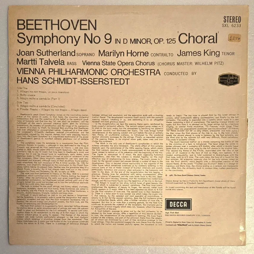[BUNJANG] Hans Schmidt-Isserstedt &amp; Vienna Philharmonic Beethoven Symphony No. 9 &