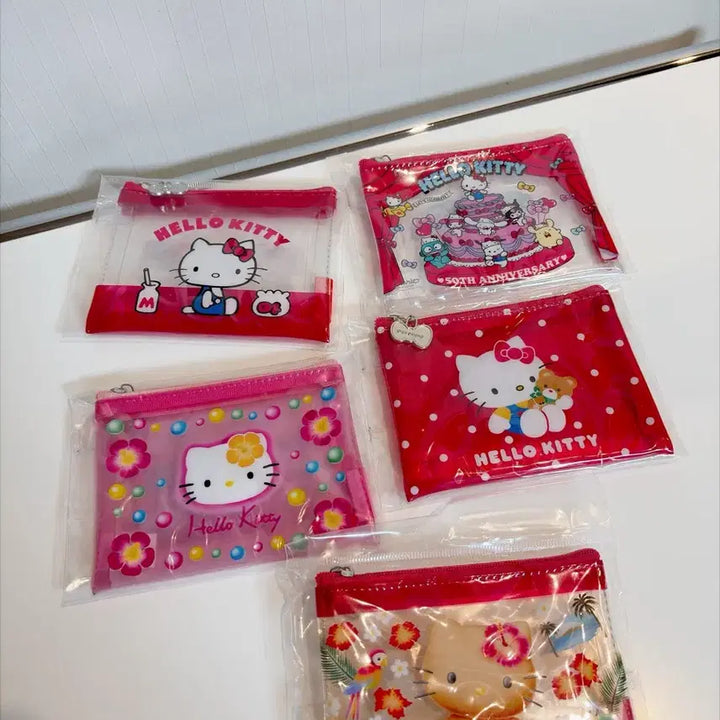 [BUNJANG] Hello Kitty 50th Anniversary Pouch Set (5 Types) / 헬로키티 50주년 파우치 5종 세트