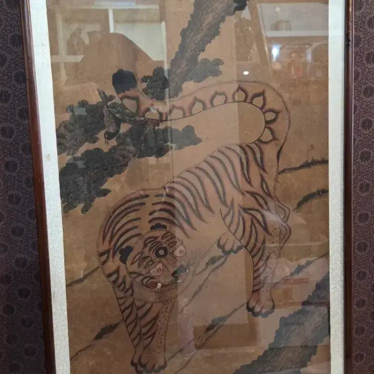 [BUNJANG] Magpie and Tiger Folk Painting Framed / 민화 / 까치호랑이