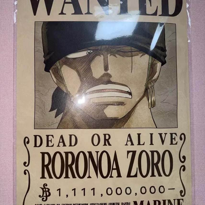 [BUNJANG] One Piece Roronoa Zoro Wanted Poster / 원피스 롤로노아 조로 현상금 수배서 현상수배지 포스터