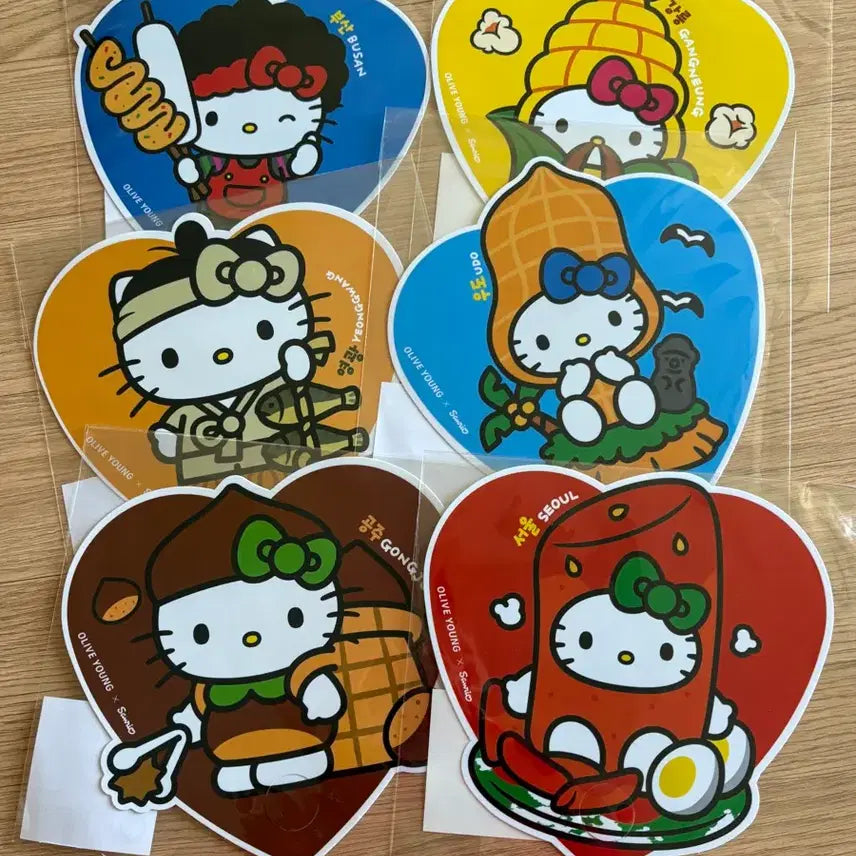 [BUNJANG] Olive Young Hello Kitty Regional Kitty Fan Bundle Set / 올리브영 헬로키티 지역키티 부채 일괄판매