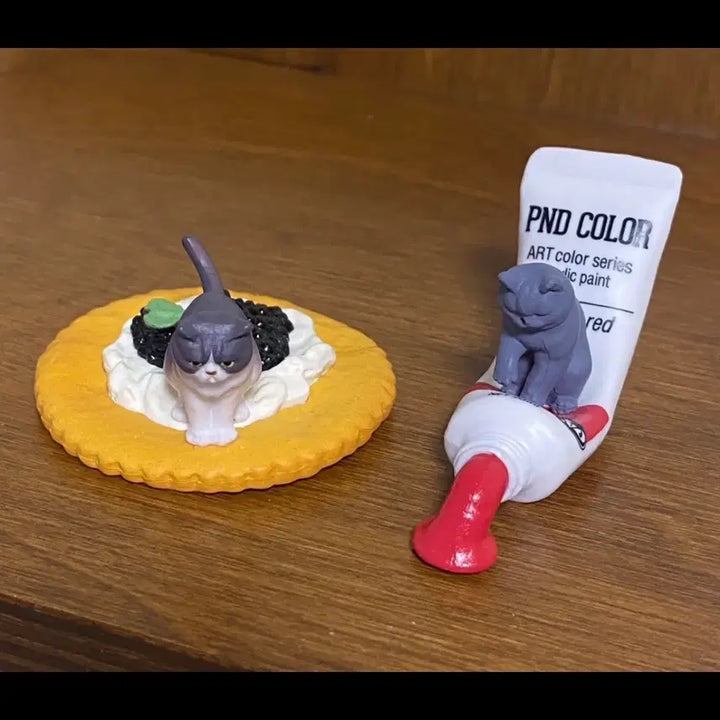 [BUNJANG] Bundle Set Miniature Cat Gacha Figures - Paint &amp; Caviar (2 Types) / 일괄) 미니어처 고양이 가챠 피규어 물감 캐비어 2종