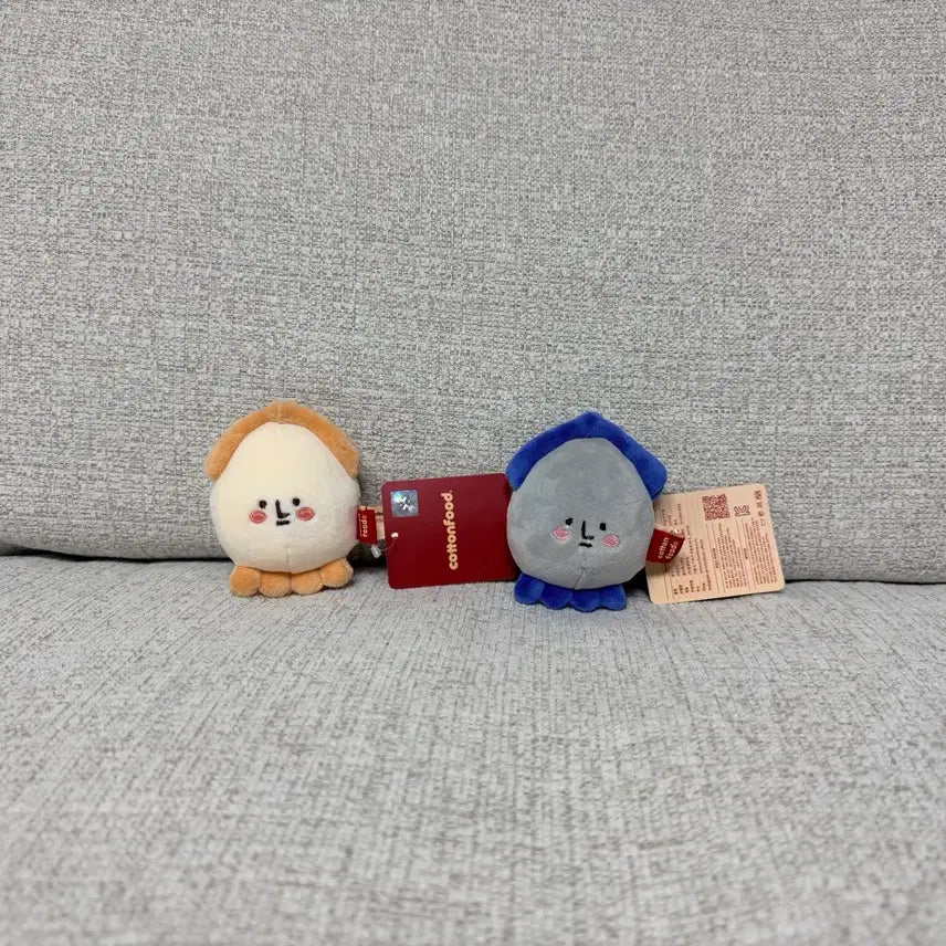 [BUNJANG] Cotton Food Cuttlefish Beige Blue Keyring Plush Doll / 코튼푸드 갑오징어 베이지 블루 키링 인형