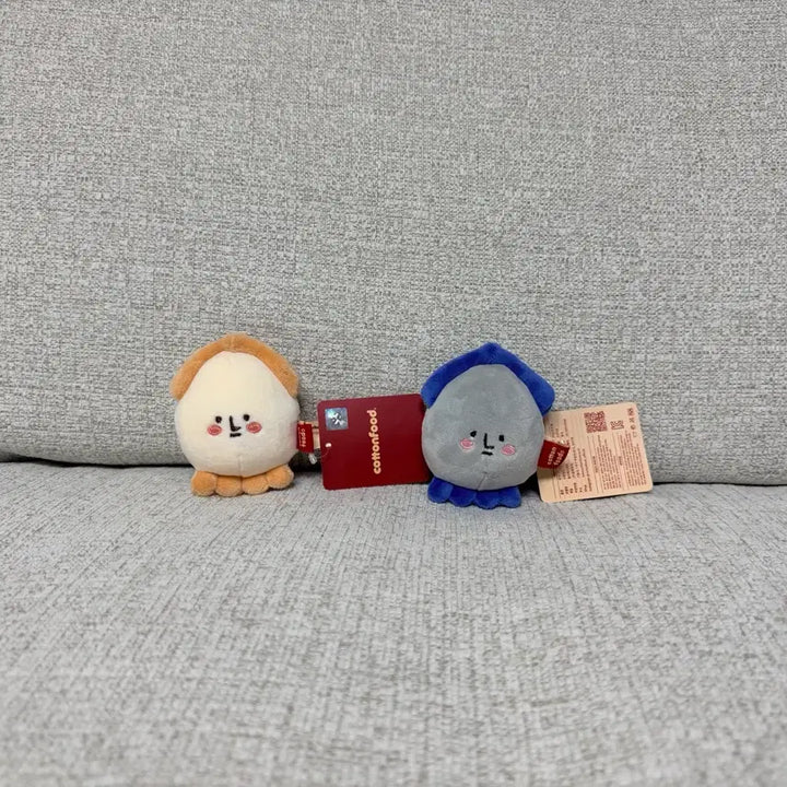 [BUNJANG] Cotton Food Cuttlefish Beige Blue Keyring Plush Doll / 코튼푸드 갑오징어 베이지 블루 키링 인형