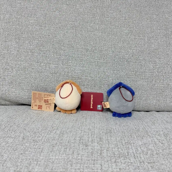[BUNJANG] Cotton Food Cuttlefish Beige Blue Keyring Plush Doll / 코튼푸드 갑오징어 베이지 블루 키링 인형