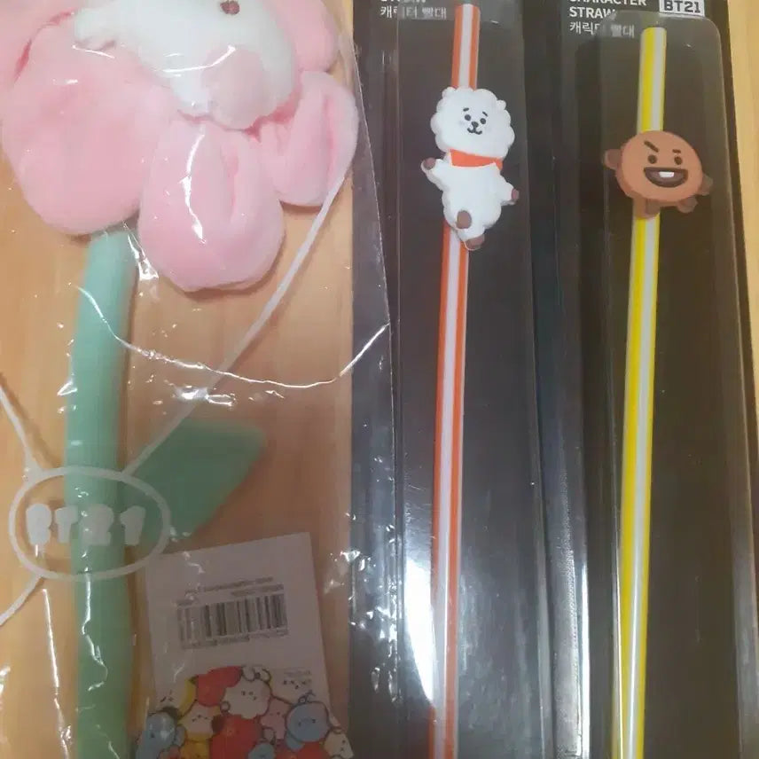 [BUNJANG] BT21 RJ Flower Deco Holder &amp; Straw Set / bt21 알제이 플라워데코홀더 .빨대