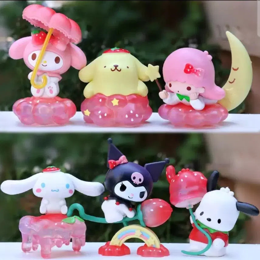 [BUNJANG] Sanrio Characters Strawberry Figure 6종 Set / 산리오 캐릭터 딸기 피규어 6종 세트
