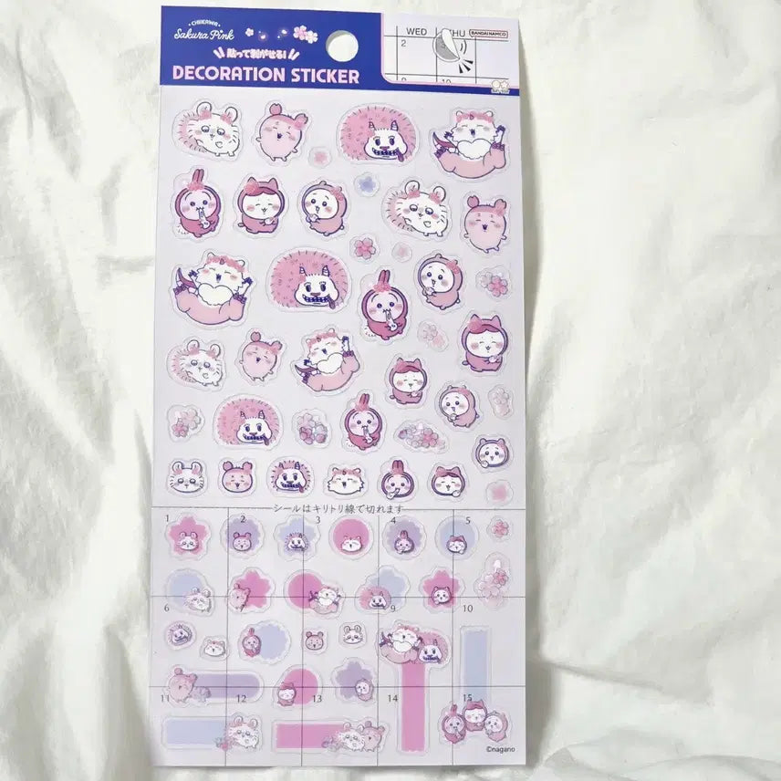 [BUNJANG] Chiikawa Rare Transparent Sticker Set (2 Sheets) / 정품 치이카와 희귀 스티커 다꾸 소품꾸미기 투명스티커 2장세트