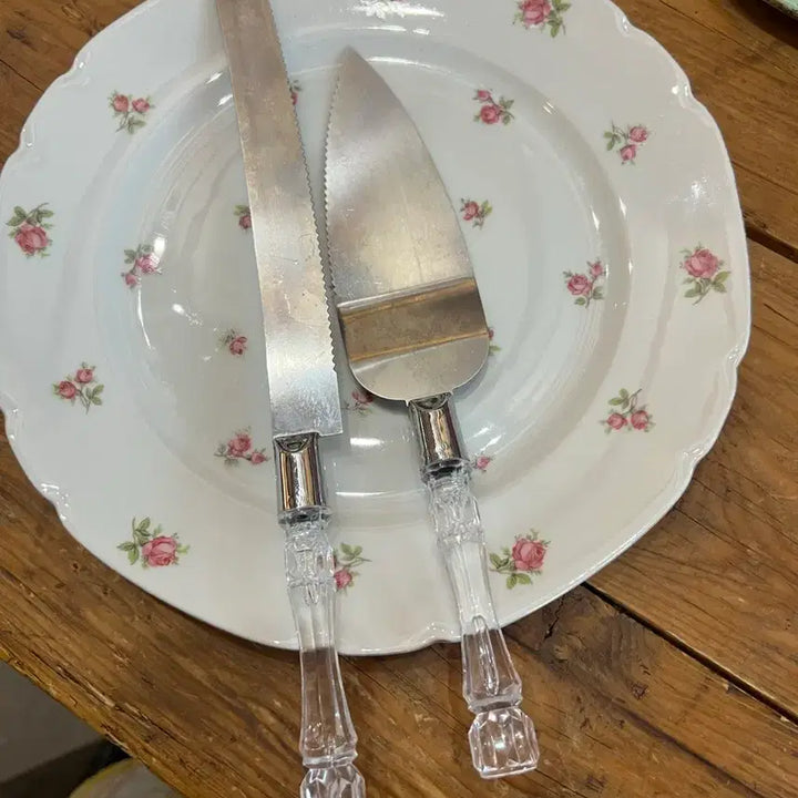 [BUNJANG] Vintage Crystal Handle Cake Server &amp; Knife Set / 빈티지 케이크서버 &amp; 나이프