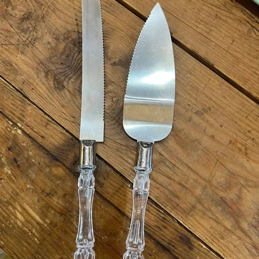 [BUNJANG] Vintage Crystal Handle Cake Server &amp; Knife Set / 빈티지 케이크서버 &amp; 나이프