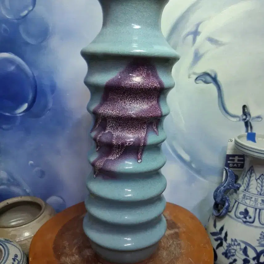 [BUNJANG] Circular Ceramic Vase with Leaf Motif / 원형  도자기