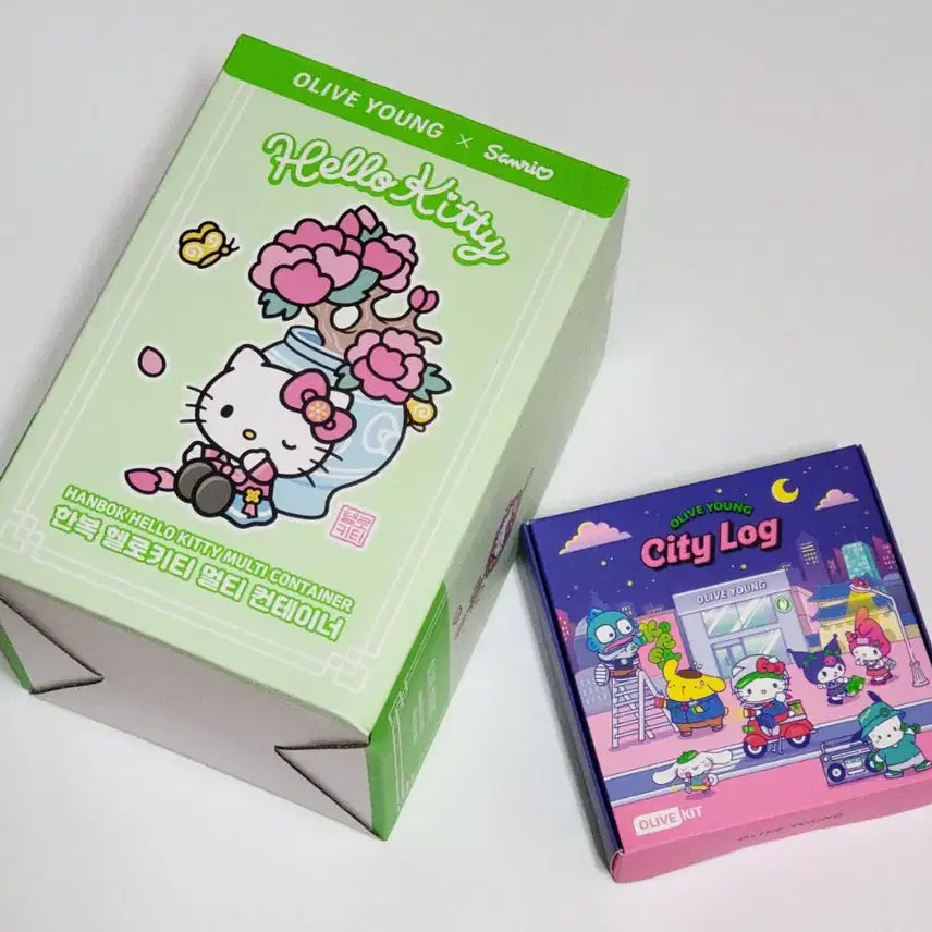 [BUNJANG] Olive Young Hello Kitty Multi Container Hanbok Olive Kit / 올리브영 헬로키티 멀티 컨테이너 한복 올리브키트