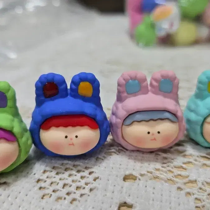 [BUNJANG] Frog and Rabbit Hat Keyring Doll Set / AMLLS 스타일 개구리 토끼 모자 키링 인형 5개 1800원