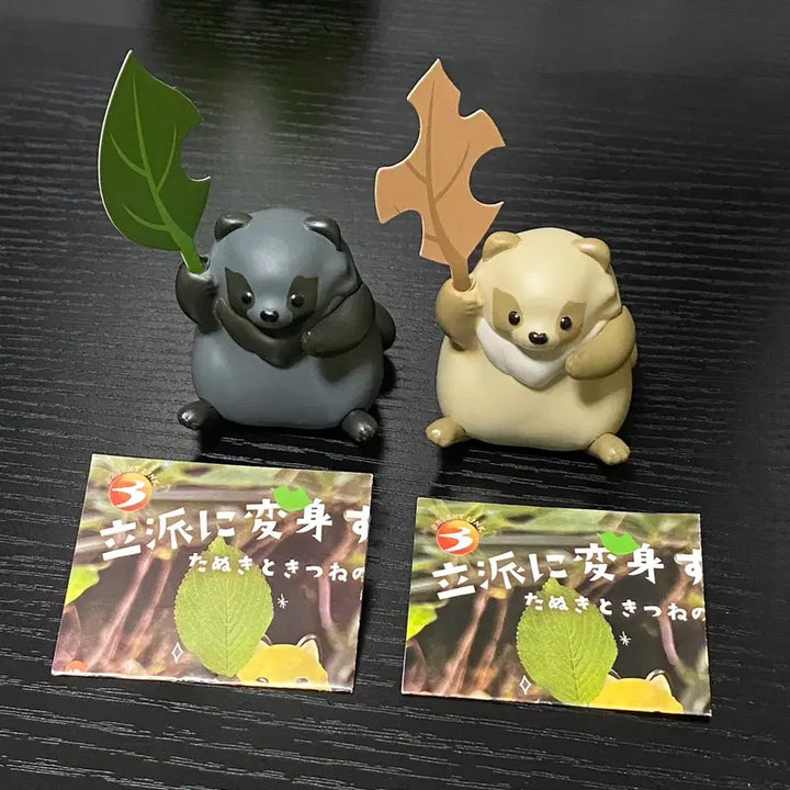 [BUNJANG] C-pla Exclusive Tanuki Leaf Holder Gachapon Figure Set (2 Types) / 일괄) c-pla 한정 너구리 낙엽꽂이 가챠 피규어 2종