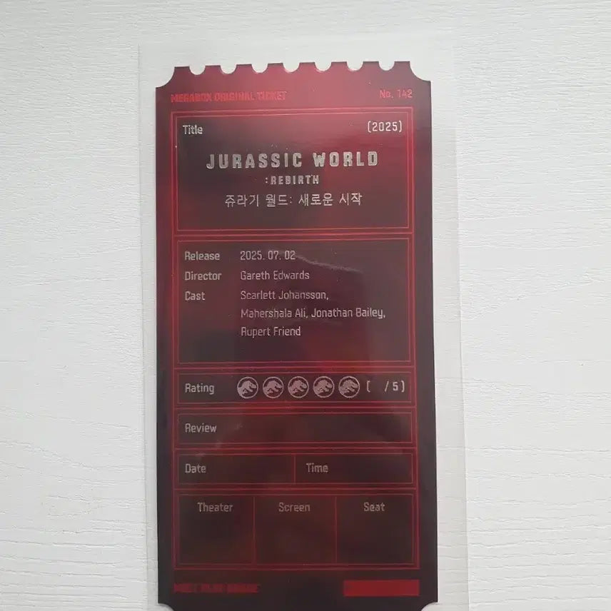 [BUNJANG] Jurassic World: Dominion Megabox Special Ticket / 오티 메가박스 쥬라기월드 새로운시작