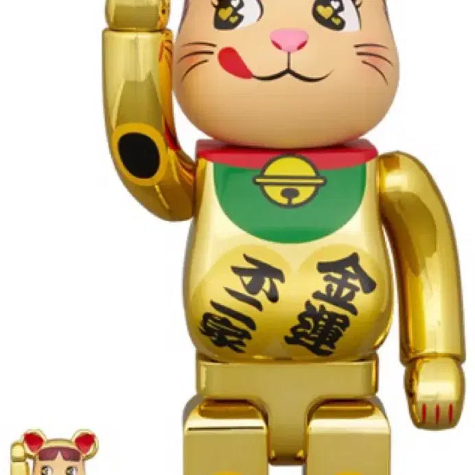[BUNJANG] Bearbrick Peko Maneki Neko Gold 400% &amp; 100% Set / 베어브릭 페코 마네키 네코 골드 400% 100%