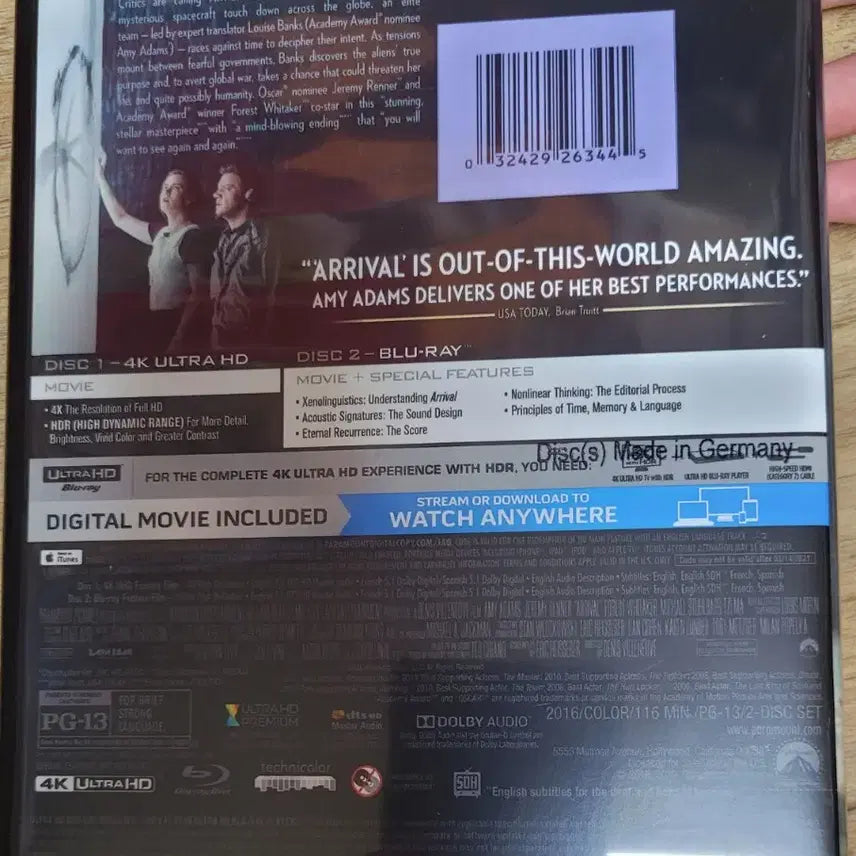 [BUNJANG] Arrival 4K Blu-ray (2 Disc: 4K UHD + 2D) / Arrival 컨택트 2016 4k 블루레이 (2disc: 4k UHD+2D)