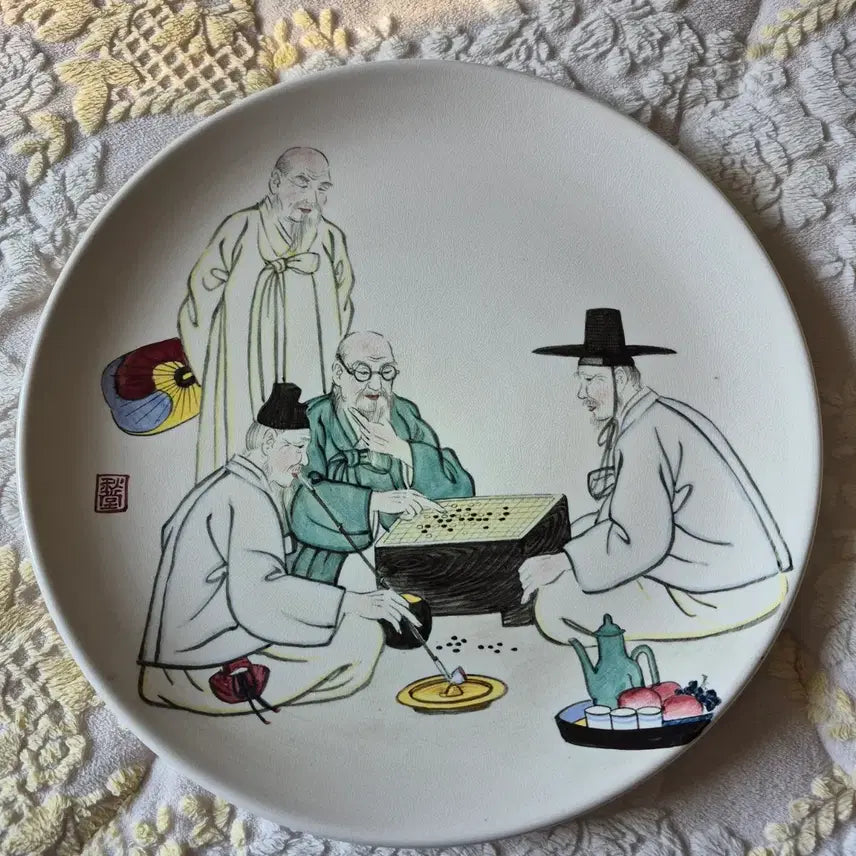 [BUNJANG] Korean Pottery Hand-Painted Go Board / 대한도기  핸드페인팅 바둑
