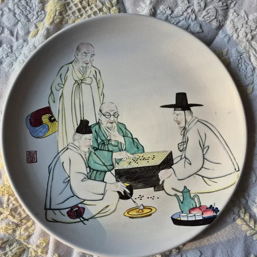 [BUNJANG] Korean Pottery Hand-Painted Go Board / 대한도기  핸드페인팅 바둑