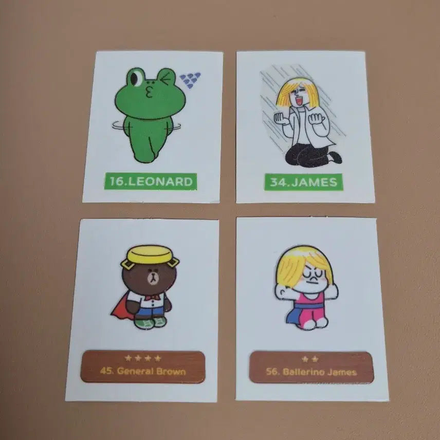 [BUNJANG] LINE FRIENDS Sticker Bundle Set (Leonard, James, Brown) / [일괄] 라인프렌즈 띠부씰 스티커 4장 (레너드/제임스/브라운)