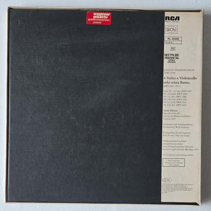 [BUNJANG] Anner Bylsma Bach Cello Suites Complete 3LP Box Set (1979 German First Press RCA SEON) / 안너 빌스마 - 바흐 무반주 첼로 모음곡 전곡 3LP BOX ( 1979 독일 초반  RCA SEON )