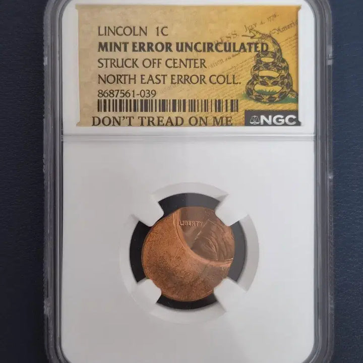 [BUNJANG] USA Lincoln 1 Cent Uncirculated Error Coin - Certified Authentic / 미국 링컨 1센트 미사용 에러 진품