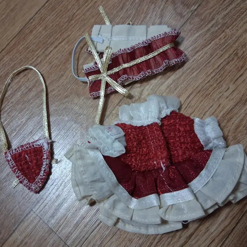 [BUNJANG] 10cm Doll Clothes Red Dress Set / 10cm 인형옷 레드 드레스