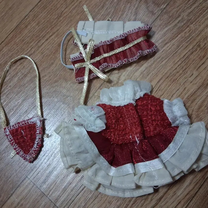 [BUNJANG] 10cm Doll Clothes Red Dress Set / 10cm 인형옷 레드 드레스