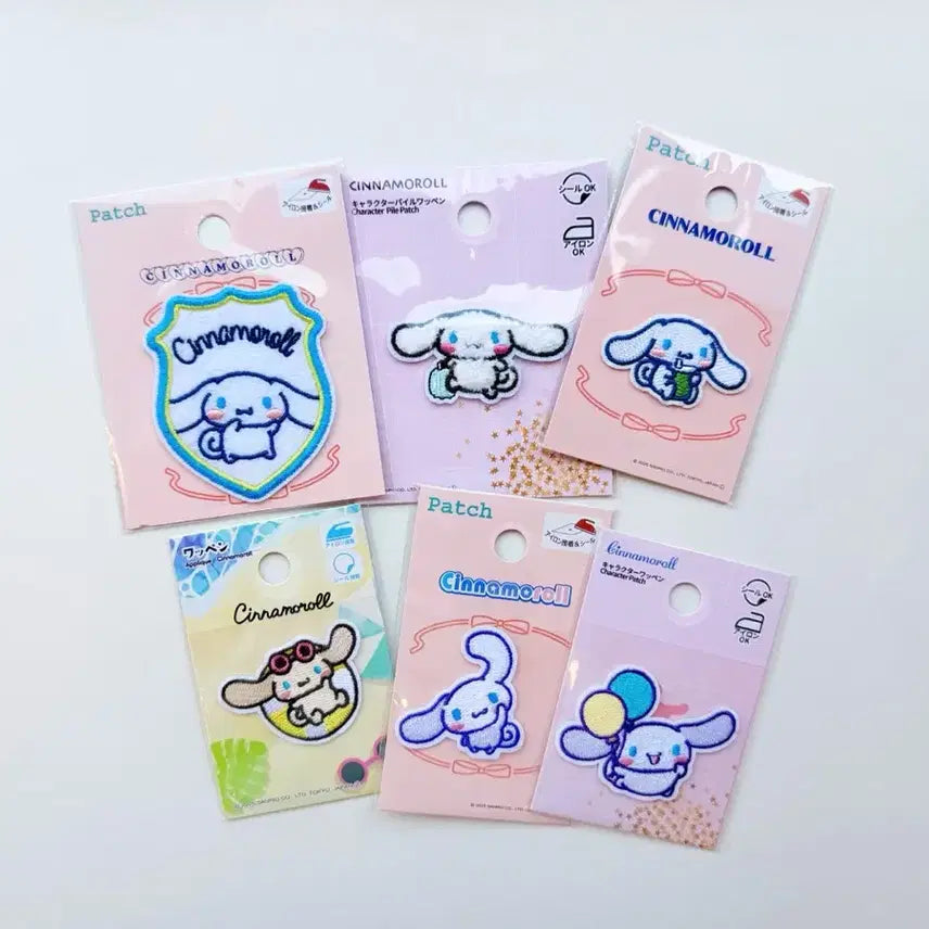 [BUNJANG] Sanrio Cinnamoroll Wappen Patch Set (6 Types) / 일본 산리오 시나모롤 와펜 패치 6종 세트 다리미 접착 씰