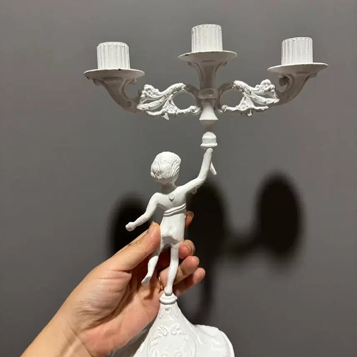 [BUNJANG] French Antique Vintage Brass Candlestick / 프랑스 앤틱 빈티지 황동 브라스 화이트 촛대